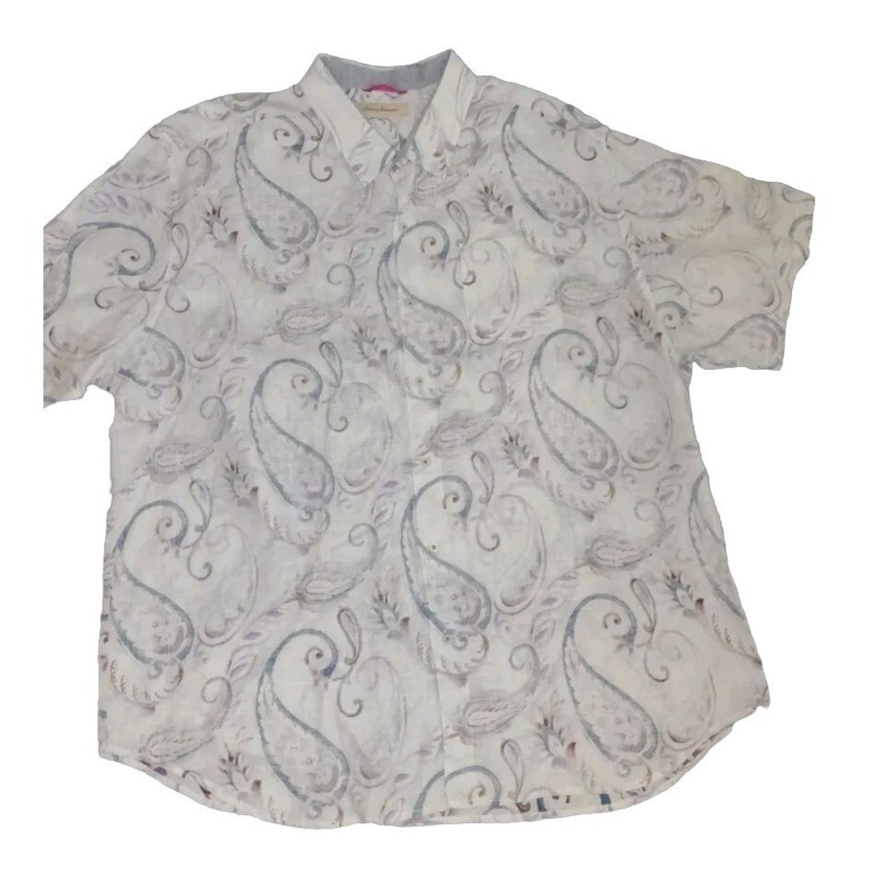 Tommy Bahama Short-Sleeve 100% Linen Shirt  Paisley Print Men's XXL